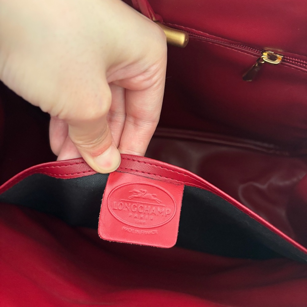 Longchamp Roseau Red Leather Handbag - Picture 9 of 16